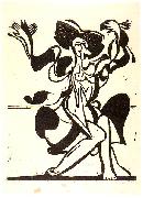 Ernst Ludwig Kirchner Dancing Mary Wigman - Woodcut oil on canvas